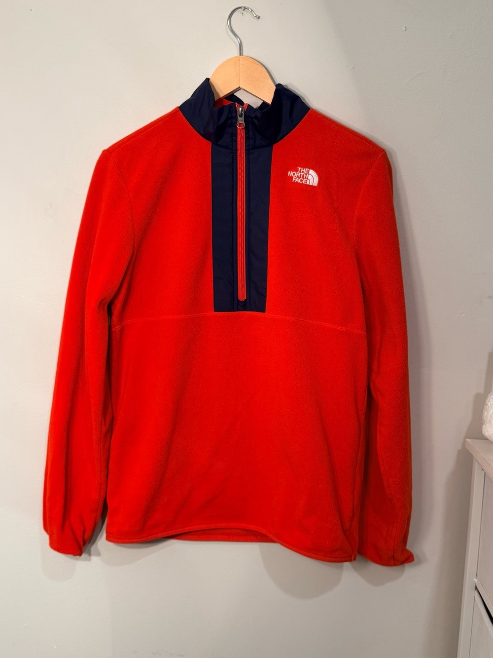 The North Face Youth XL 18/20 Red Fleece Quarter Zip Pullover pumpkin